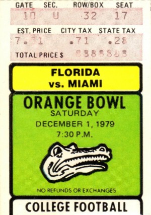1979 college football miami florida orange bowl stadium ticket stub art