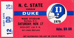 1979 Duke vs. North Carolina State Football Ticket Canvas