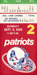 1979 New England Patriots Ticket Stub Art