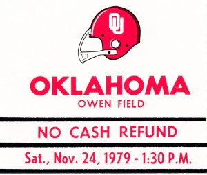 1979 Oklahoma Sooners Football Metal Sign Ticket Stub