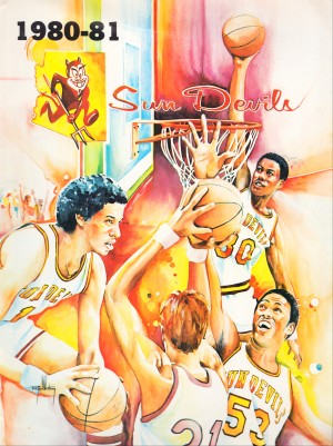 1980 arizona state university asu sun devils college basketball poster