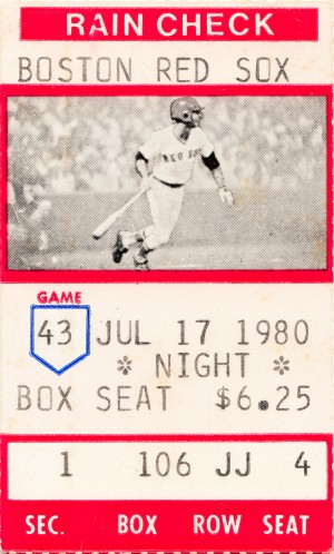 1980 boston red sox ticket stub picture poster