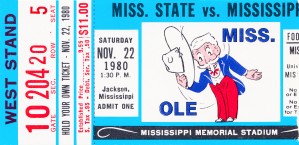 1980 Ole Miss vs. Miss State Football Ticket Stub Art
