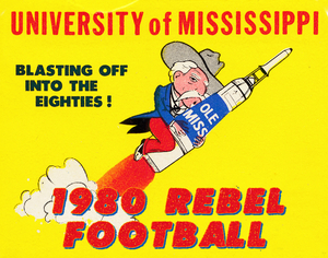 1980 Ole Miss Rebels Retro Football Rocket Art