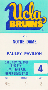 1980 UCLA vs. Notre Dame Basketball Ticket Print