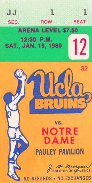 1980 UCLA Bruins Basketball Ticket Stub  Art