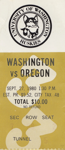 1980 Washington Huskies vs. Oregon Ducks Ticket Print