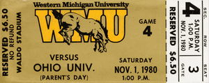 1980 Western Michigan vs. Ohio Football Ticket Stub Canvas