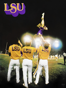1980 LSU Cheerleaders Night Game Art