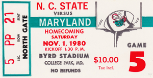 1980 Maryland vs. NC State Football Ticket Art