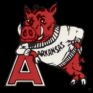 Retro Arkansas Razorback Cartoon Art