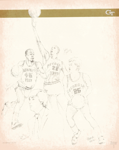 Retro Georgia Tech Basketball Sketch Art