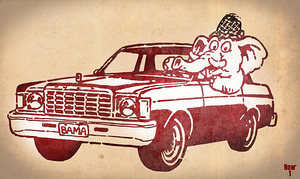 1980s Alabama Big Al Cartoon Art
