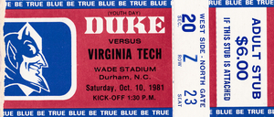 1981 Duke Blue Devils vs. Virginia Tech Hokies