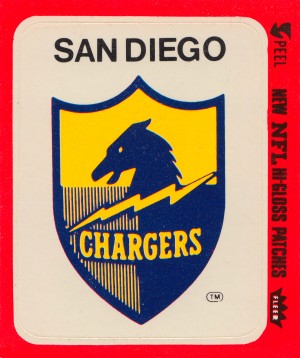 1981 fleer nfl high gloss patch san diego chargers sticker reproduction poster