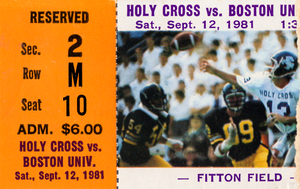 1981 Holy Cross vs. Boston Football Ticket Stub Print