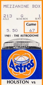 1981 Houston Astros Ticket Stub Canvas Art