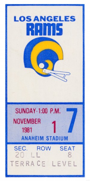 1981 Los Angeles Rams Ticket Stub Art