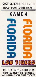 1981 LSU vs. Florida Football Ticket Canvas