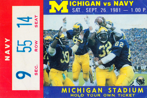1981 Navy vs. Michigan Wolverines Football Ticket Stub Print