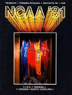 1981 ncaa basketball championship program cover art poster print metal sign wood prints