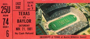 1981 Texas Longhorns vs. Baylor Bears