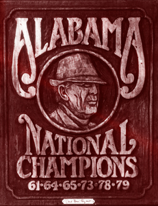 1982 Alabama Bear Bryant National Champions Art | Row 1