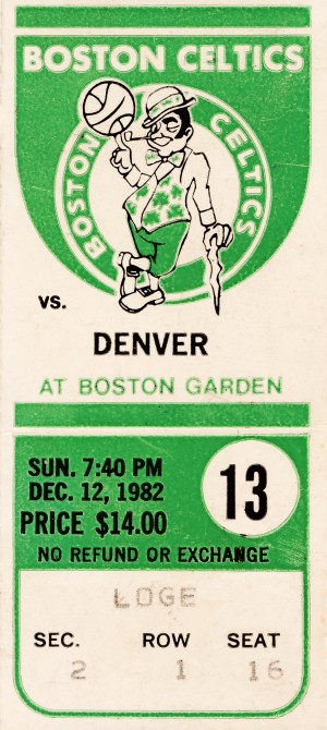 1982 boston celtics ticket stub art