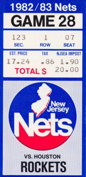 1982 houston rockets new jersey nets nba basketball ticket stub wall art