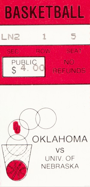 1982 Oklahoma Sooners Basketball Ticket Stub Art