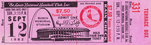 1982 St. Louis Cardinals Ticket Stub Wall Print