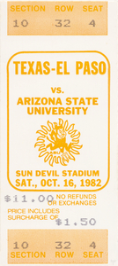 1982 UTEP vs Arizona State Sun Devils Football Ticket Print