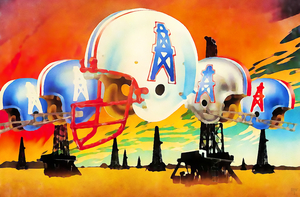 1982 Houston Oilers Football Helmet Watercolor