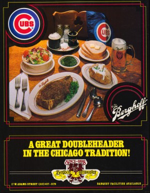 1983 Berghoff Restaurant Chicago Cubs Ad Poster