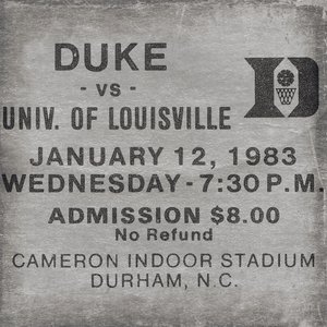Duke Basketball Ticket Metal Sign 1983