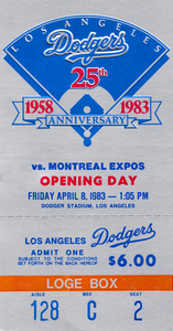 1983 LA Dodgers Opening Day Ticket Art