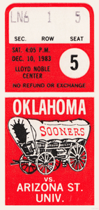 1983 OU Sooners Basketball Ticket Art