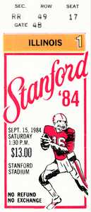 1984 Stanford vs. Illinois Football Ticket Art