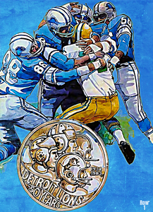 1983 Detroit Lions Retro Football Art by William Klemm