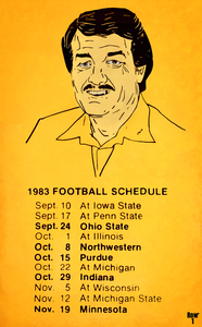 1983 Hayden Fry Iowa Football Art