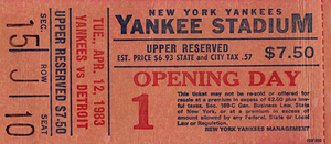 1983 New York Yankees Ticket Stub Art