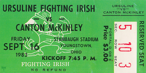 1983 Ursuline vs. Canton McKinley High School Football Ticket Art