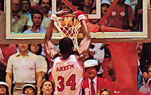 1984 Akeem Olajuwon Houston Basketball Art