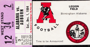 1984 Alabama vs. Auburn Iron Bowl Ticket Print