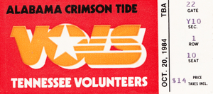 1984 Alabama vs. Tennessee Vols Football Ticket Canvas