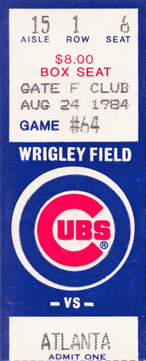 1984 Chicago Cubs Ticket Stub Art