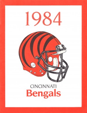 1984 cincinnati bengals retro helmet poster
