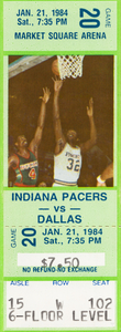1984 Dallas vs. Indiana Pacers Ticket Stub Print