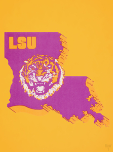 1984 LSU Tiger State of Louisiana Art Print