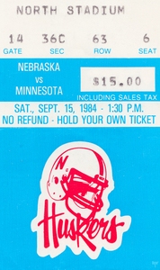 1984 Nebraska Cornhuskers Football Ticket Art